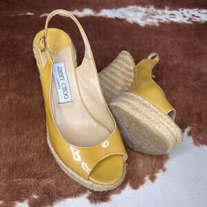 Yellow patent leather jimmy choo wedges